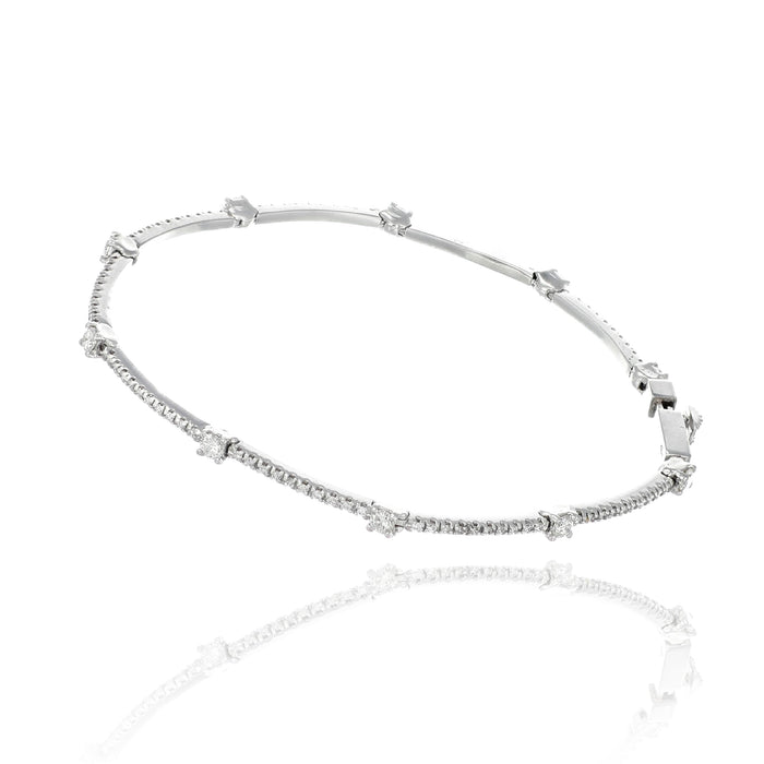 Bracciale Tennis in oro bianco con spot di diamanti naturali