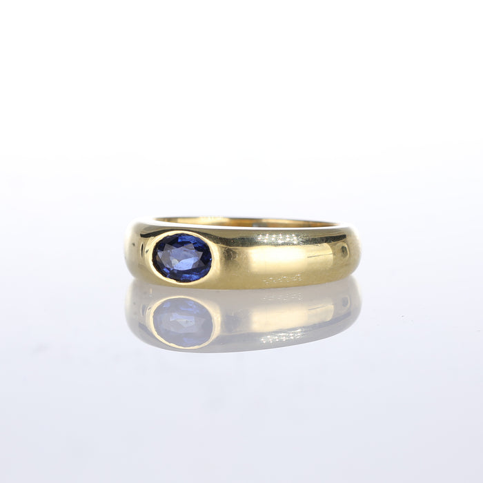 Anello Solitario in Oro Giallo 18kt con Zaffiro Ovale Centrale