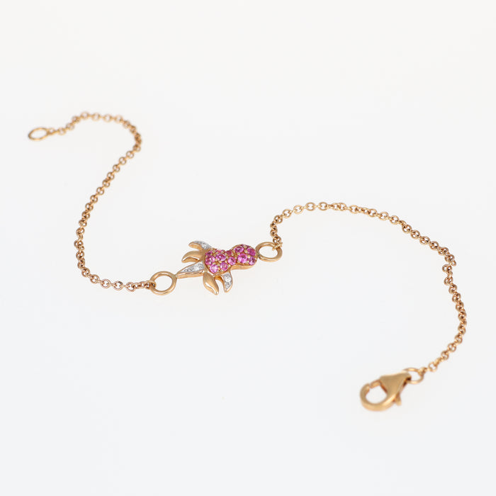 Bracciale in Oro 18kt con Motivo Polipo o Cuore, Zaffiri e Diamante