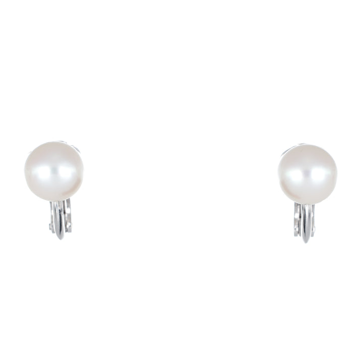 Orecchini a Clip con Perle Cinesi in Oro Bianco 18K