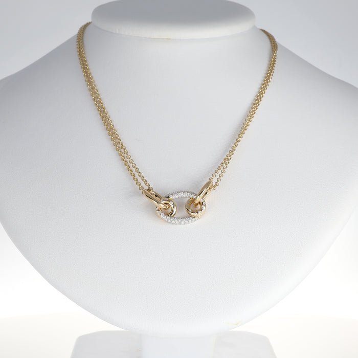 Collana Collezione LOOP in Oro Giallo 18kt con Pendente Ovale e Pavé di Diamanti