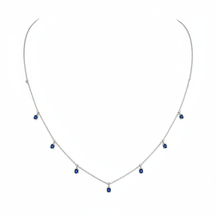 Collana in Oro Bianco 18kt con Pendente in Zaffiri Blu