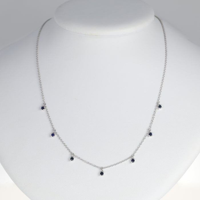 Collana in Oro Bianco 18kt con Pendente in Zaffiri Blu