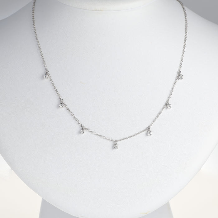 Collana in Oro Bianco 18kt con Sette Pendenti di Diamanti