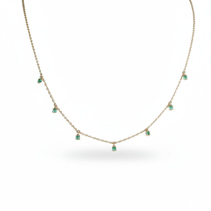 Collana in Oro Bianco 18kt con Sette Pendenti di Smeraldi