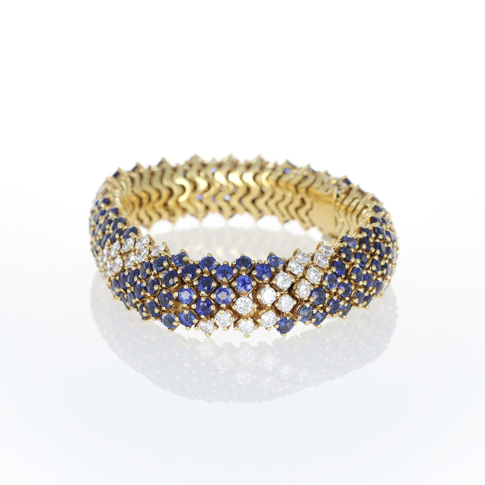 Bracciale in Oro Giallo 18K con Zaffiri Blu e Diamanti – 28,00 ct & 8,60 ct