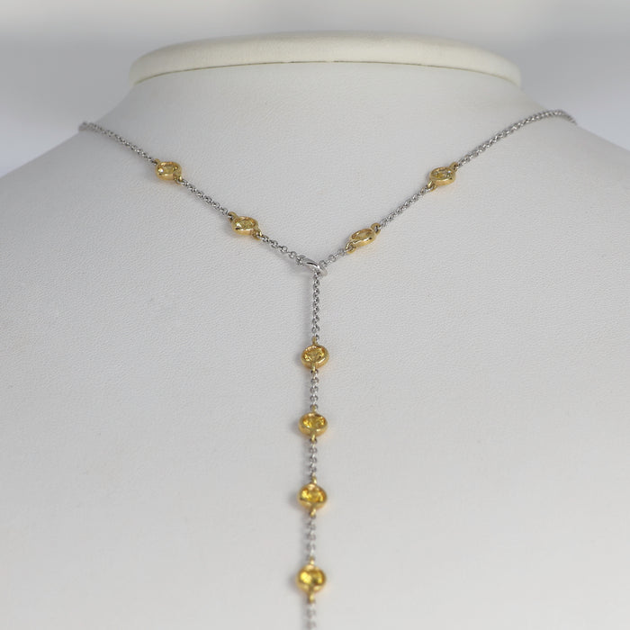 Collana in Oro Bianco 18kt con Zaffiri Gialli a Castone