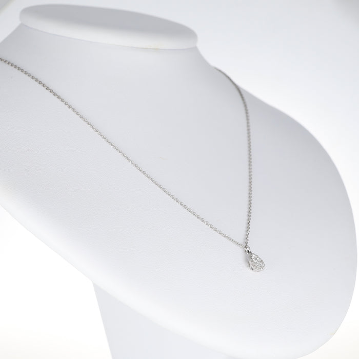 Collana con Pendente a Goccia in Oro Bianco 18 Carati con Diamanti Taglio Brillante – 0,39 Ct