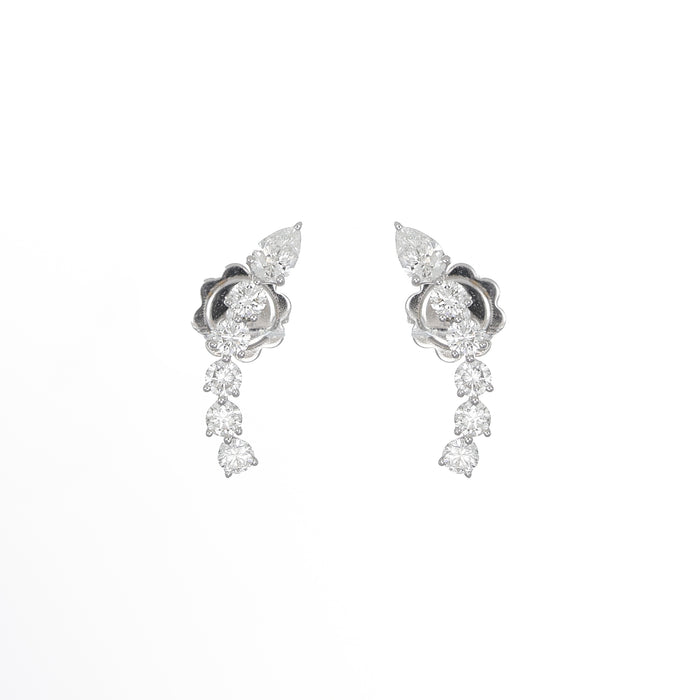 Orecchini a Virgola in Oro Bianco 18kt con Diamanti Brillanti