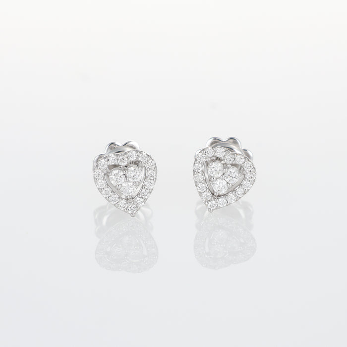 Orecchini a Lobo in Oro Bianco 18kt con Diamante Cuore