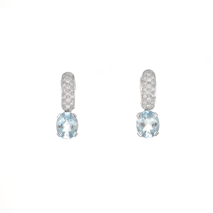Orecchini pendenti in oro bianco con acquamarine e diamanti