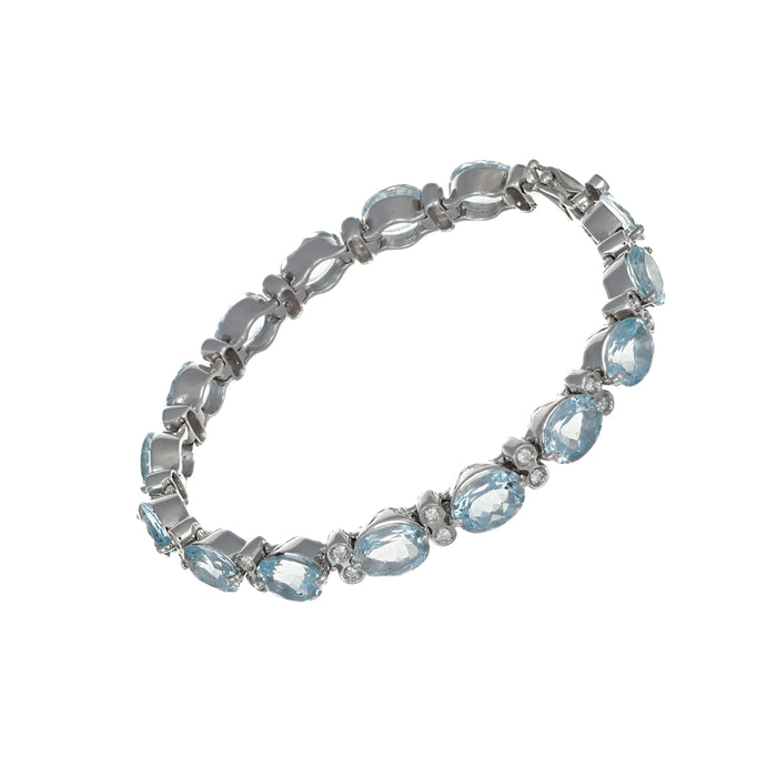 Bracciale in oro bianco con acquamarina e diamanti