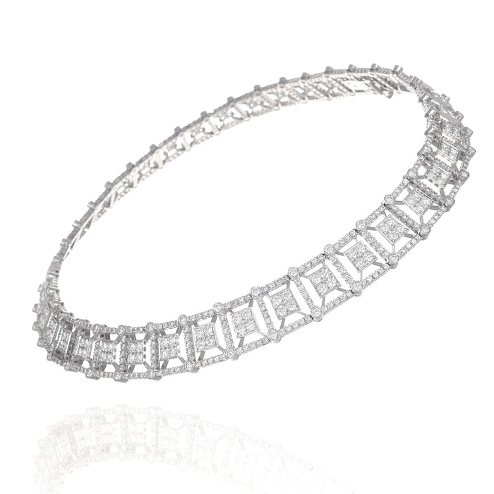 Girocollo - Parure "T Collection" in Oro Bianco con Diamanti