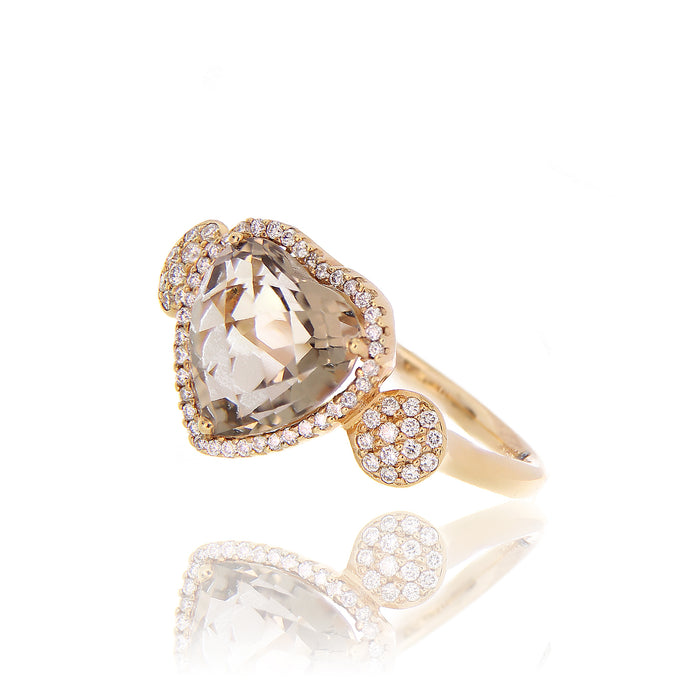 Anello Cuore Quarzo Fumé