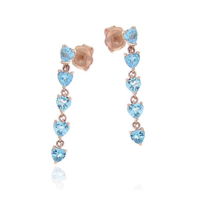 Orecchini Cascata Cuori Azul 9Kt