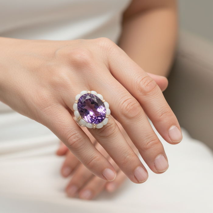 Anello Ametista Flower