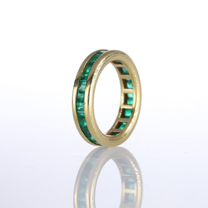 Anello in Oro Giallo 18k con Smeraldi Taglio Quadrato