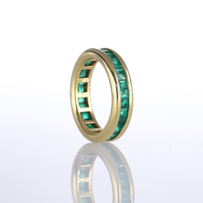 Anello in Oro Giallo 18k con Smeraldi Taglio Quadrato