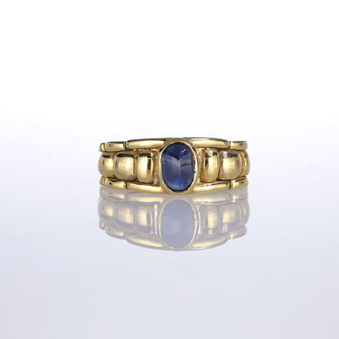 Anello in Oro Giallo 18kt con Zaffiro Centrale