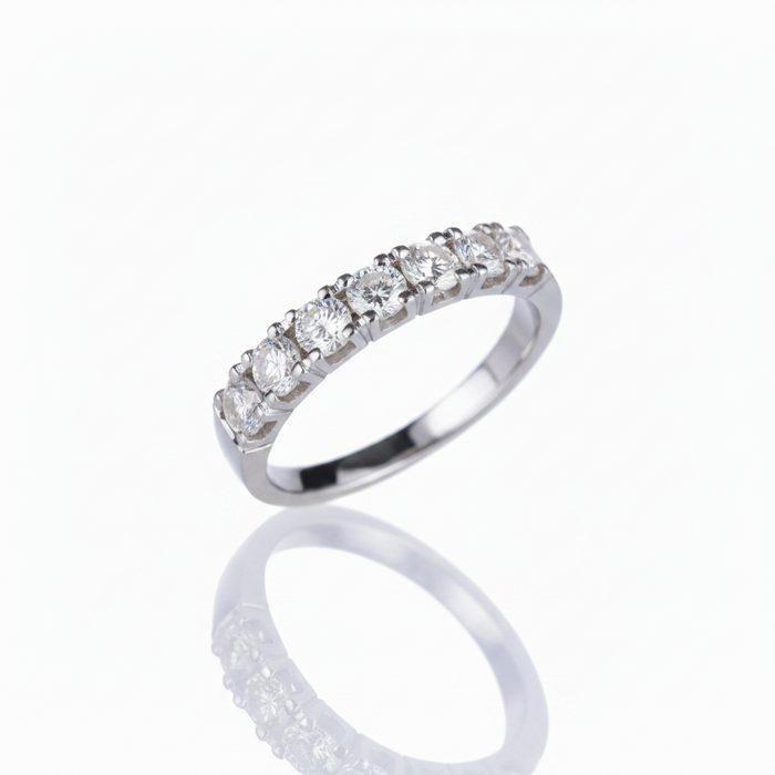 Anello Rivière in Oro Bianco 18kt con 7 Diamanti