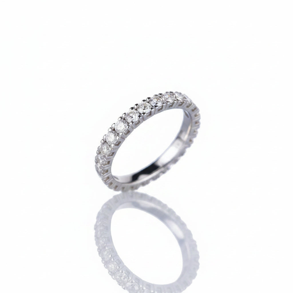 Anello Riviere in Oro Bianco 18kt con Diamanti 1,50 ct