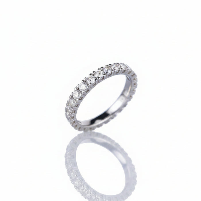 Anello Riviere in Oro Bianco 18kt con Diamanti 1,50 ct
