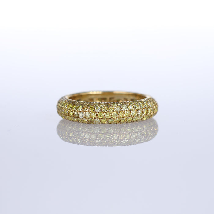 Anello Fascia in Oro Giallo 18K con Pavé di Diamanti Gialli
