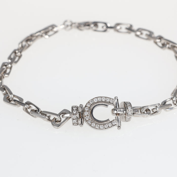 Bracciale in Oro Bianco 18kt con Ferro di Cavallo e Pavé di Diamanti