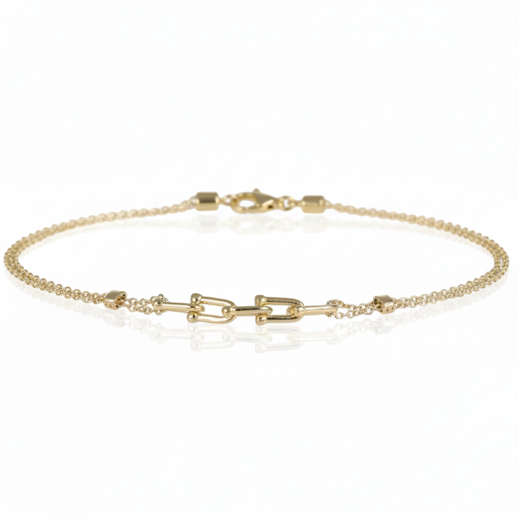 Braccialetto  in Oro Giallo 18kt con Doppia Catena