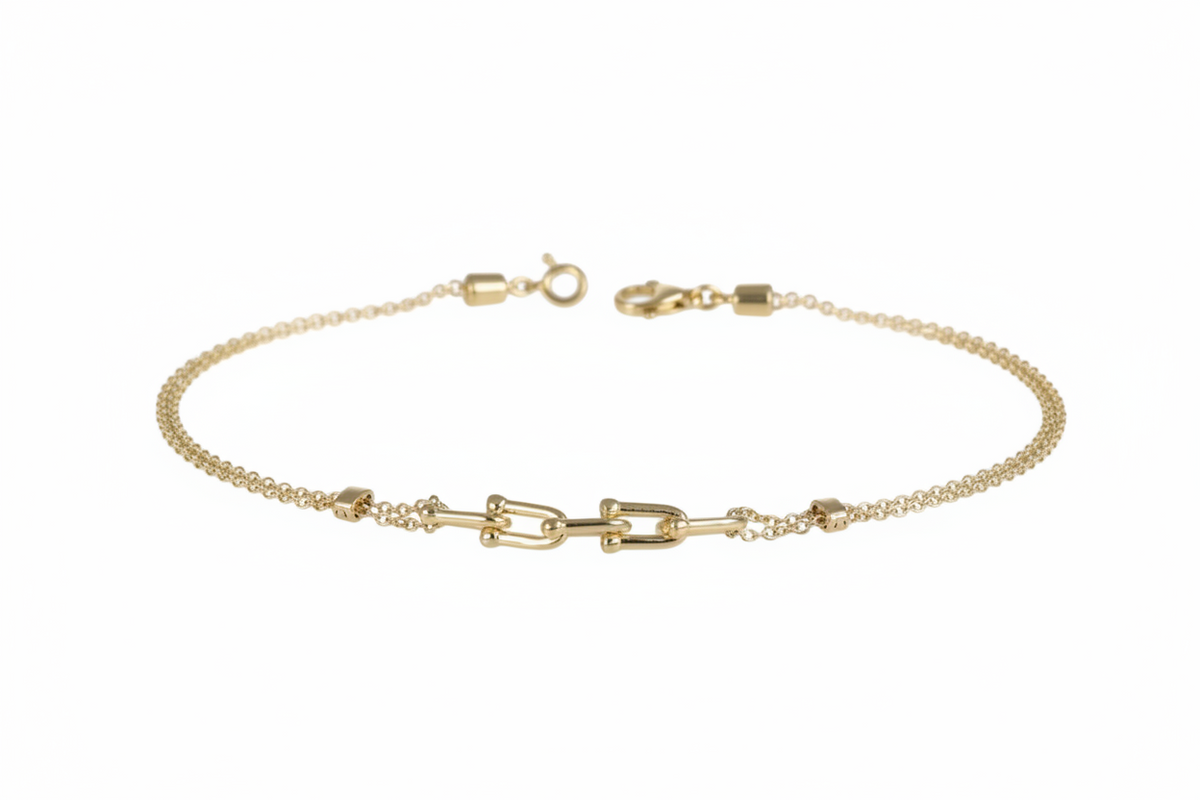 Braccialetto  in Oro Giallo 18kt con Doppia Catena