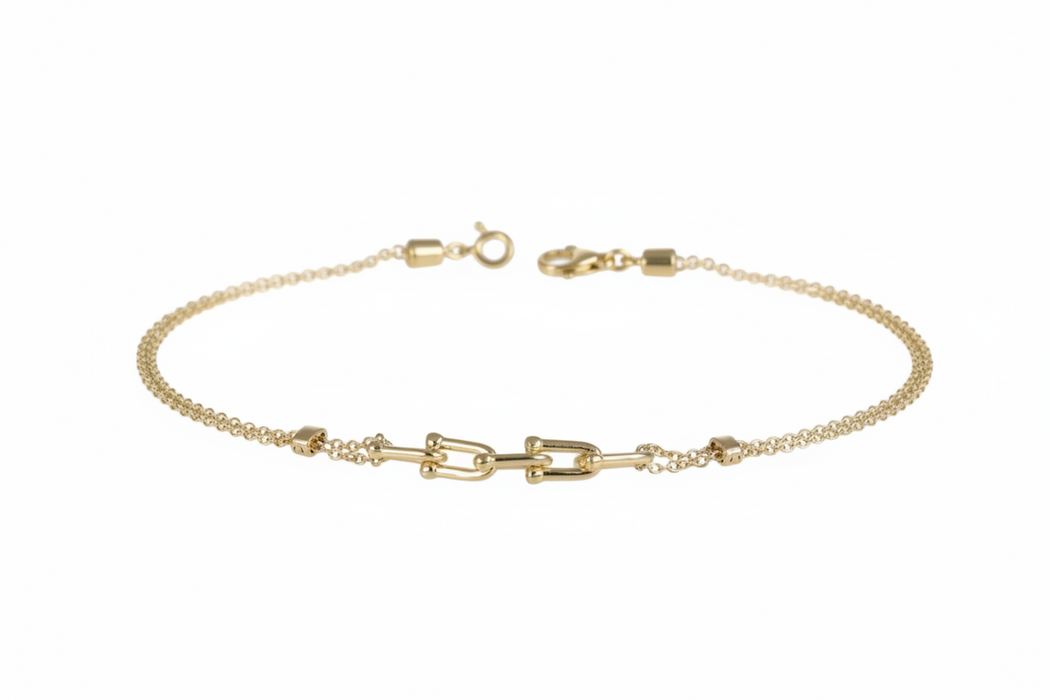 Braccialetto  in Oro Giallo 18kt con Doppia Catena