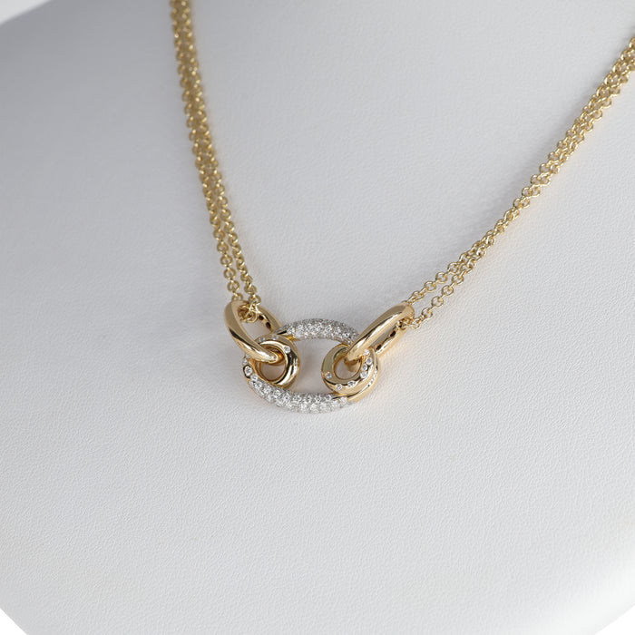 Collana Collezione LOOP in Oro Giallo 18kt con Pendente Ovale e Pavé di Diamanti