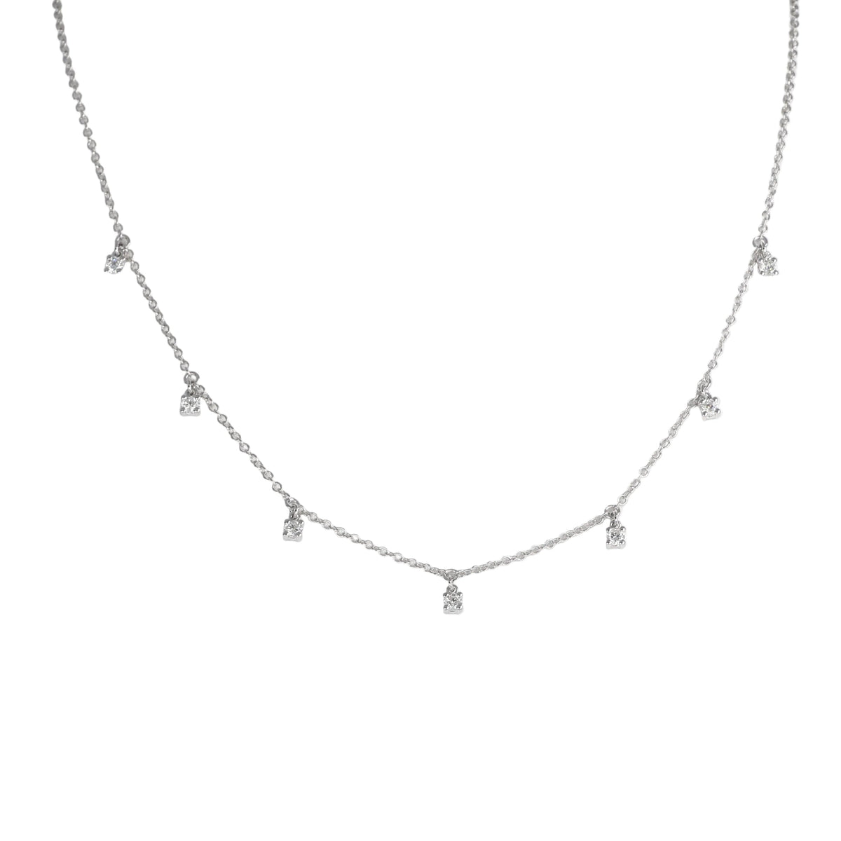 Collana in Oro Bianco 18kt con Sette Pendenti di Diamanti