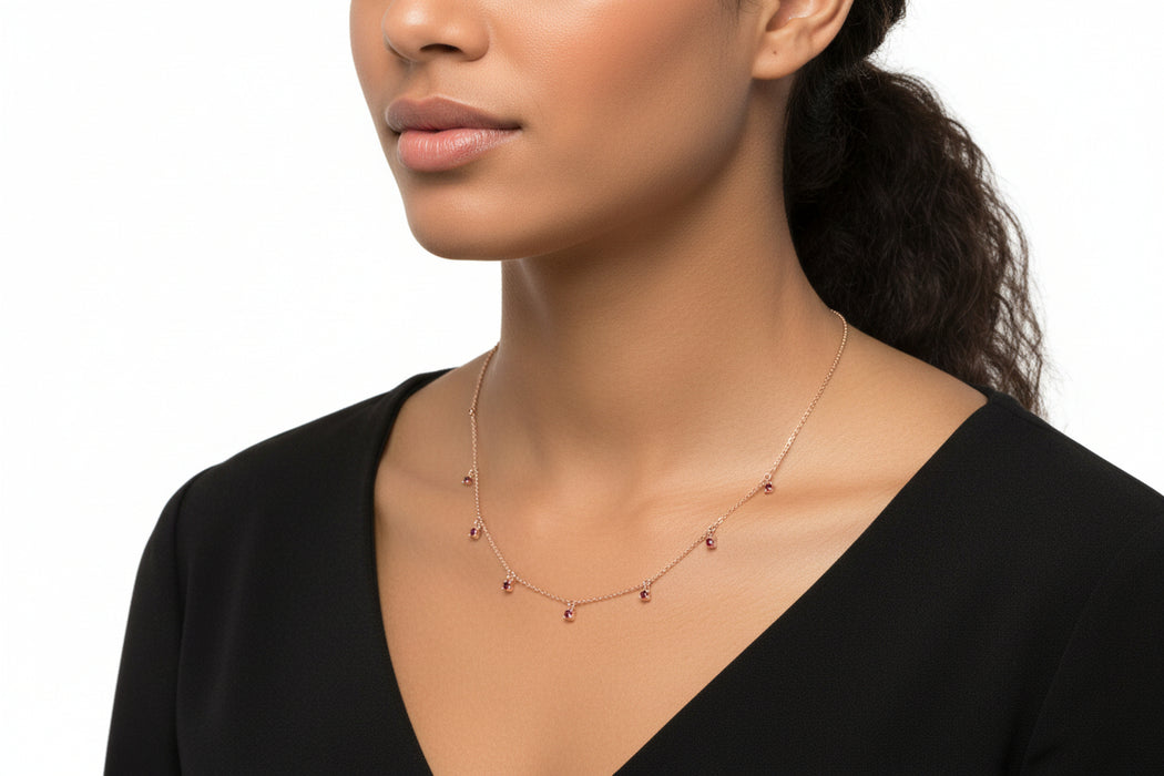 Collana in Oro Rosa  18kt con  Pendenti di Rubini