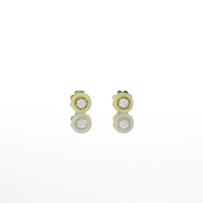 Orecchini Solitario in Oro Rosa 18kt con Diamanti e Smalto