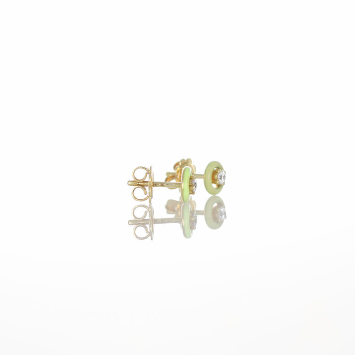 Orecchini Solitario in Oro Rosa 18kt con Diamanti e Smalto