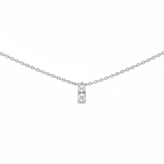 Collana con Pendente in Oro Bianco 18kt e Diamante Verticale – 0.14 Ct