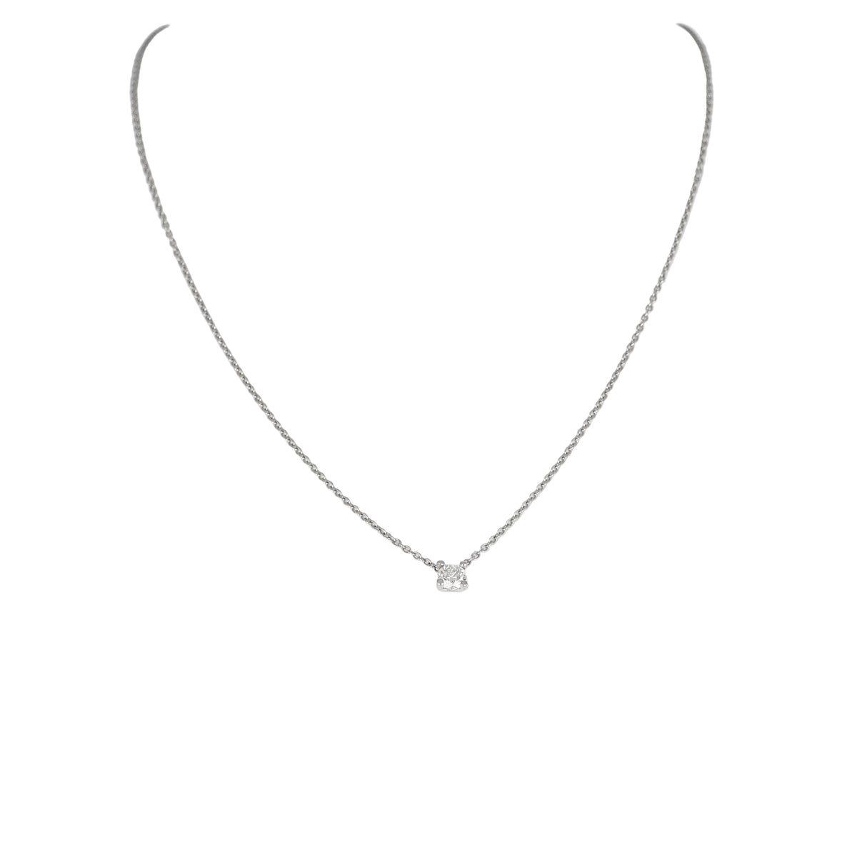 Ciondolo Solitario in Oro Bianco 18kt con Diamante Taglio Brillante – 0,30 Ct