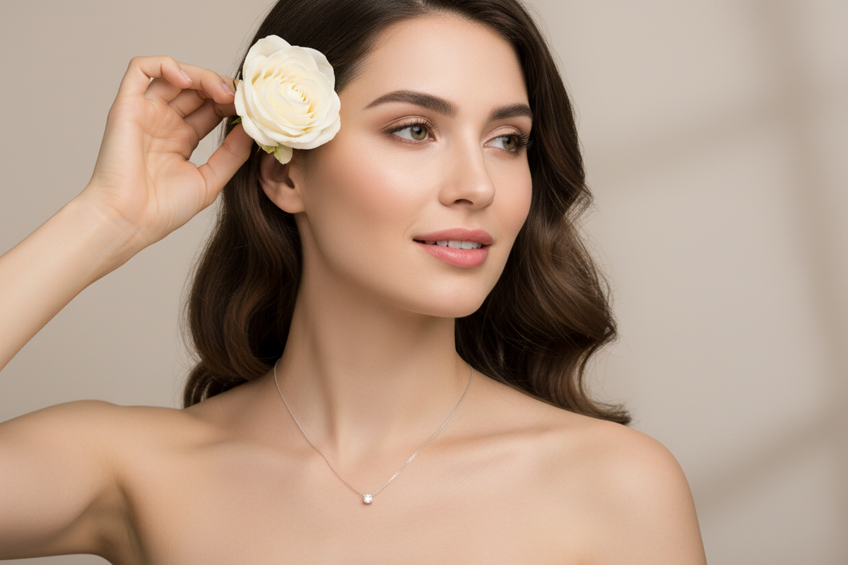 Ciondolo Solitario in Oro Bianco 18kt con Diamante Taglio Brillante – 0,30 Ct