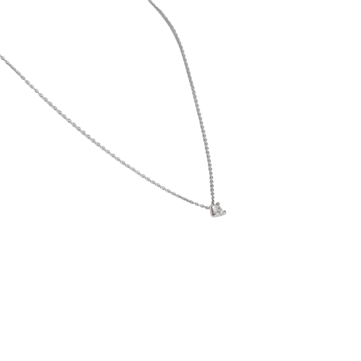 Ciondolo Solitario in Oro Bianco 18kt con Diamante Taglio Brillante – 0,30 Ct