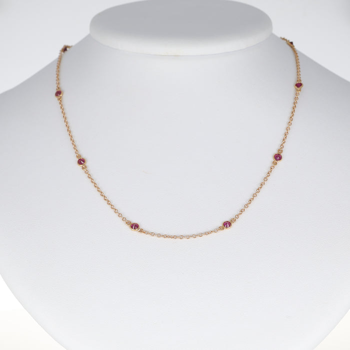 Collana a Catena in Oro Rosa 18 Carati con Rubini – 1,37 Carati