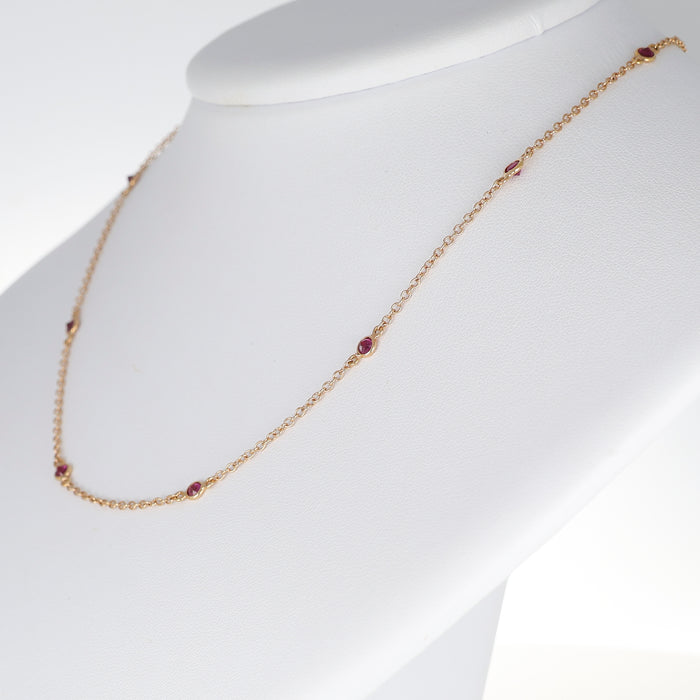 Collana a Catena in Oro Rosa 18 Carati con Rubini – 1,37 Carati