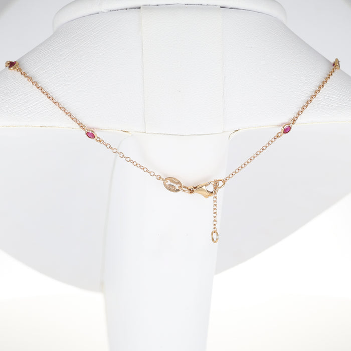 Collana a Catena in Oro Rosa 18 Carati con Rubini – 1,37 Carati