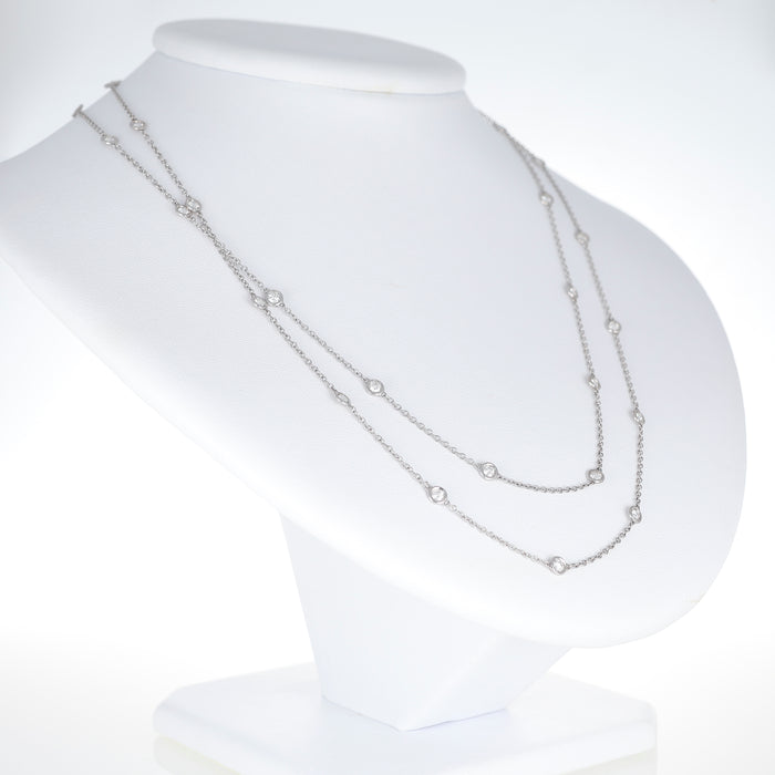 Collana Lunga in Oro Bianco 18 Carati con Diamanti – 1,48 Carati