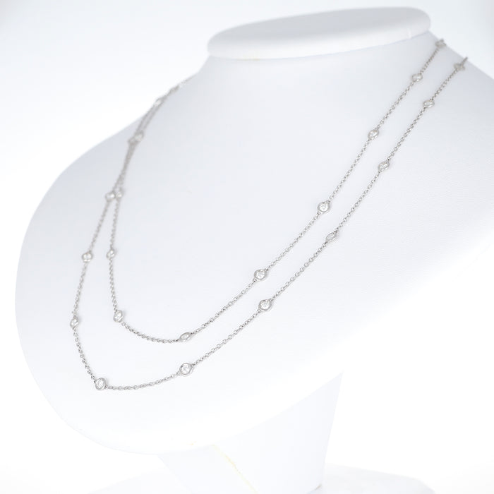 Collana Lunga in Oro Bianco 18 Carati con Diamanti – 1,48 Carati