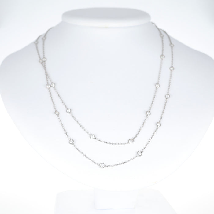 Collana Lunga in Oro Bianco 18 Carati con Diamanti – 1,48 Carati