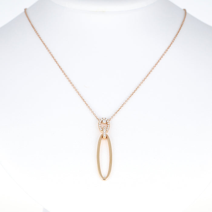 Collana in Oro Rosa 18 Carati con Diamanti Bianchi Taglio Brillante Incastonati a Pavé – 0,17 Ct