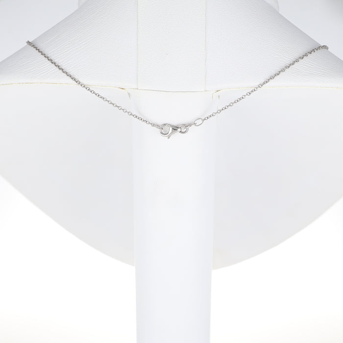 Pendente Navette Piccolo in Oro Bianco 18 Carati con Pavé di Diamanti e Catena in Titanio – 0,34 Ct