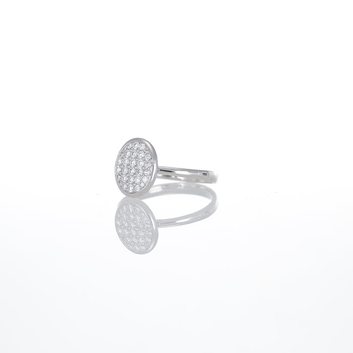 Anello Ovale in Oro Bianco 18kt con Diamanti