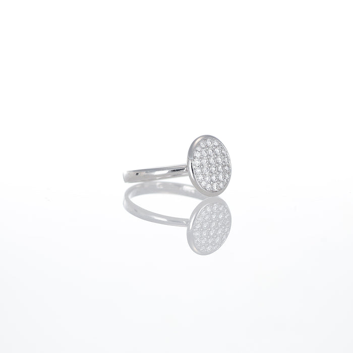 Anello Ovale in Oro Bianco 18kt con Diamanti